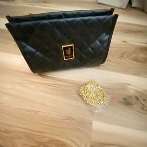 Younique black quilted faux leather bag with gold chain